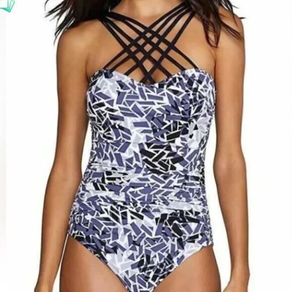 Magicsuit A Million Pieces Giselle Criss Cross Front One Piece Swimsuit Size 8 - Picture 1 of 9